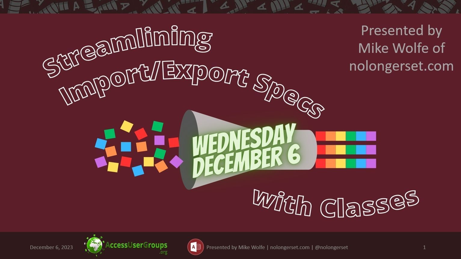 clsImExSpecs Presentation to the Access Europe User Group