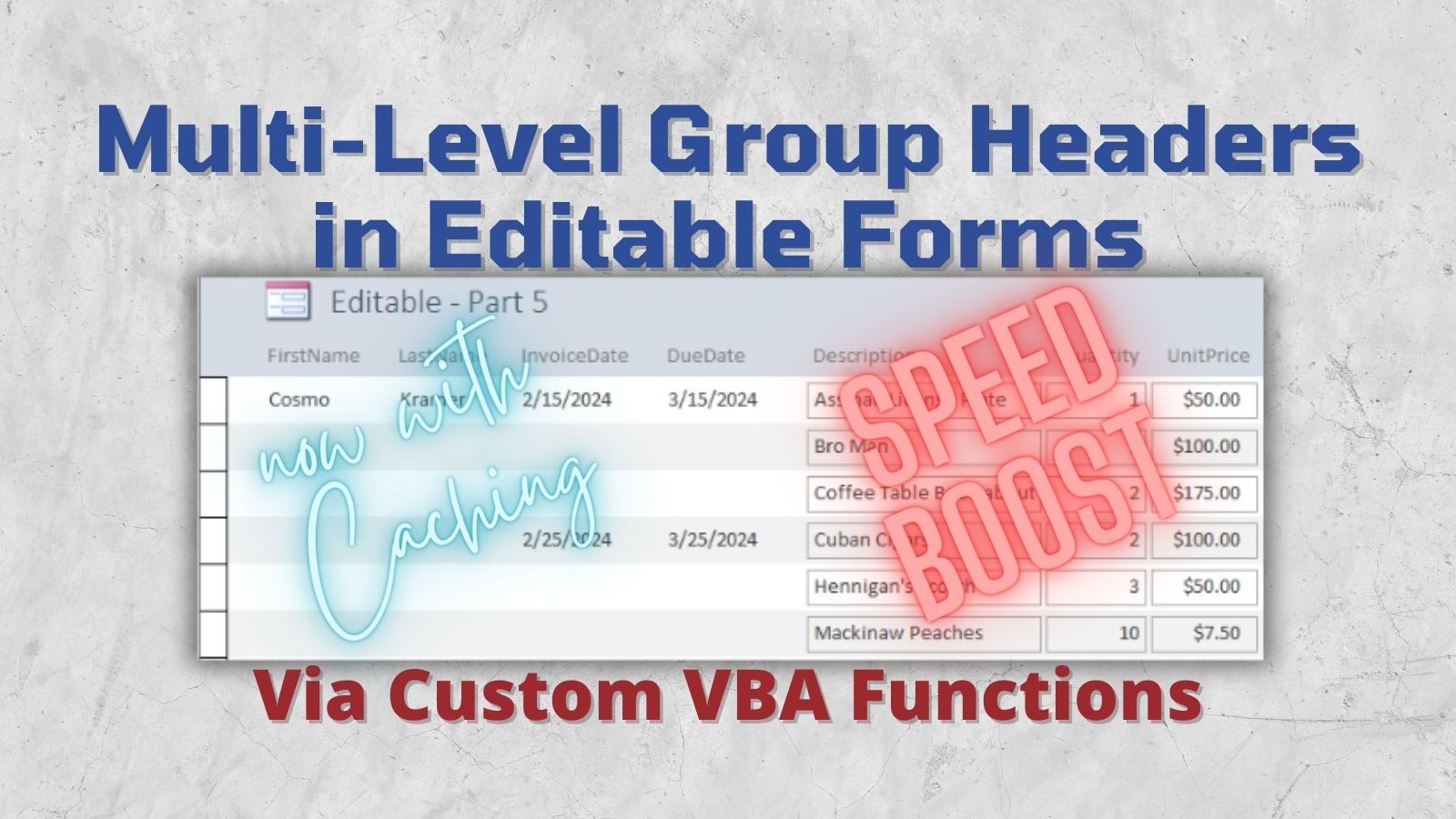 Use Caching to Speed Up Editable Forms with Hidden Duplicate Values